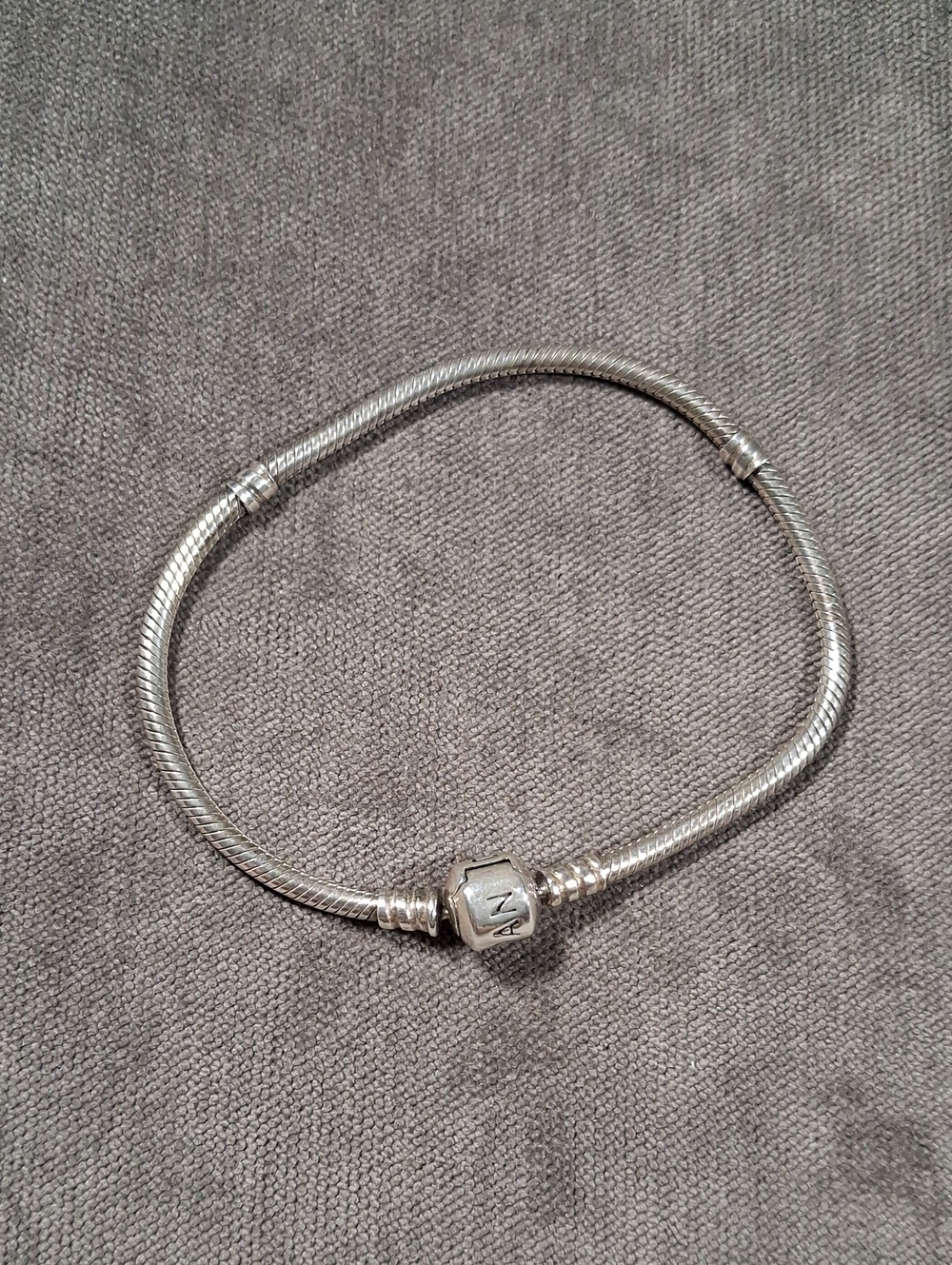 Pandora Clasp Snake Chain 925 Sterling Silver Bracelet No Box VG 8" ALE
